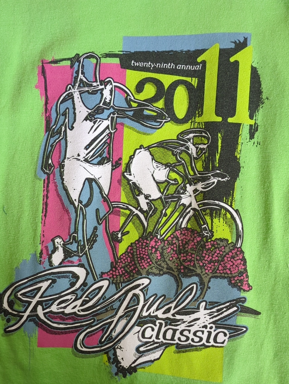 29th Annual Red Bud Classic 2011 Women's Lime Green OFFICIAL  T‑Shirt Size L